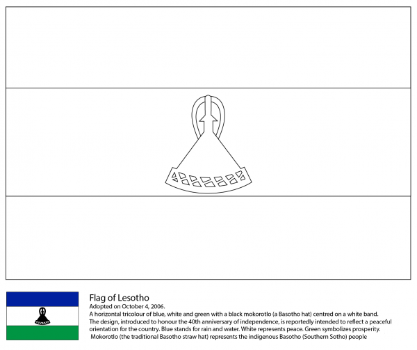 Flag of Lesotho coloring page image
