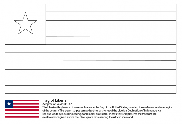 Flag of Liberia coloring page image