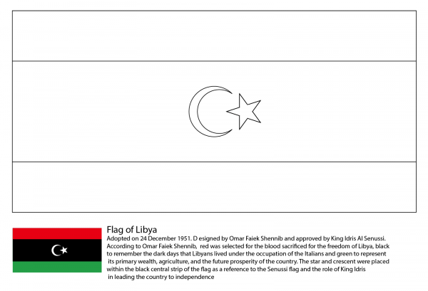 Flag of Libya coloring page image