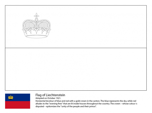 Flag of Liechtenstein coloring page image