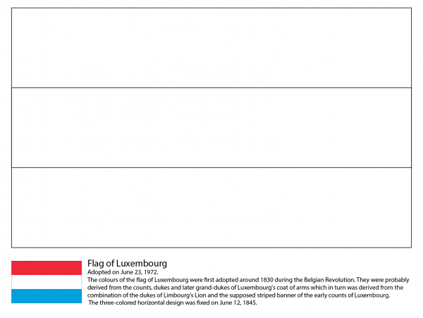 Flag of Luxembourg coloring page image