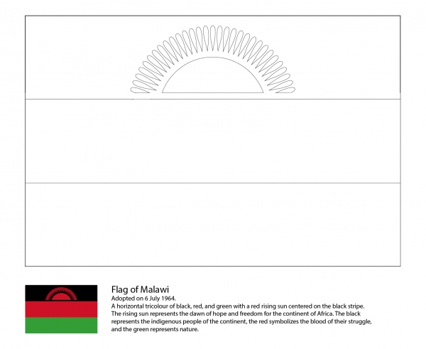 Flag of Malawi coloring page image
