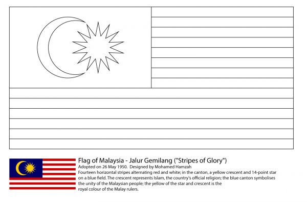 Flag of Malaysia coloring page image