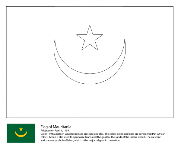 Flag of Mauritania coloring page image
