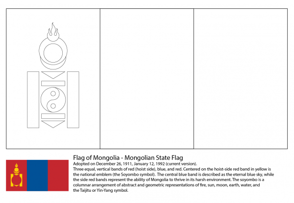 Flag of Mongolia coloring page image
