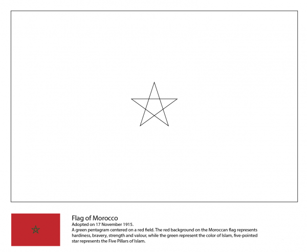 Flag of Morocco coloring page image