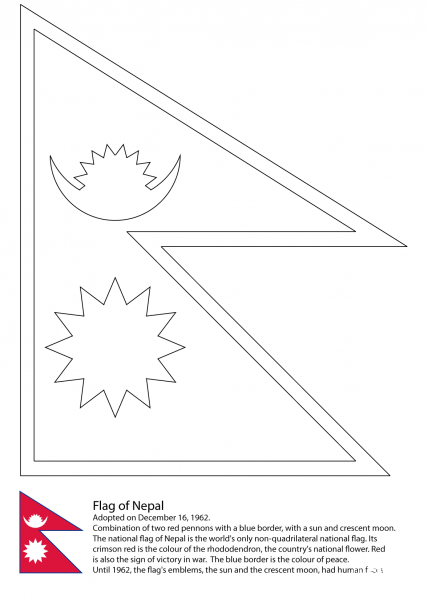 Flag of Nepal coloring page image