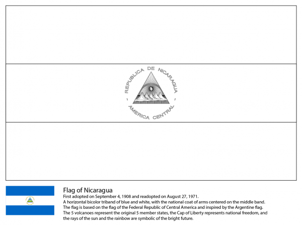 Flag of Nicaragua coloring page image