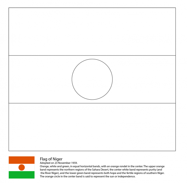 Flag of Niger coloring page image