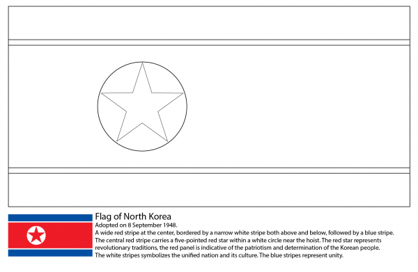 Flag of North Korea coloring page image