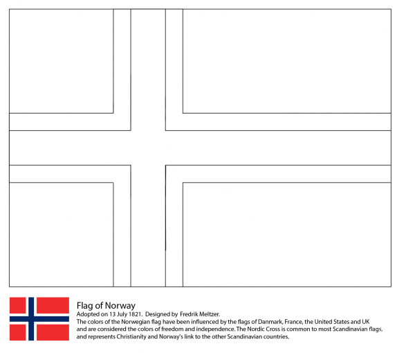 Flag of Norway coloring page image