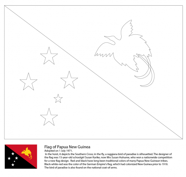 Flag of Papua New Guinea coloring page image