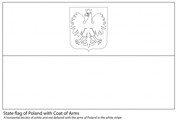 Flag of Poland with Coat of Arms coloring page image