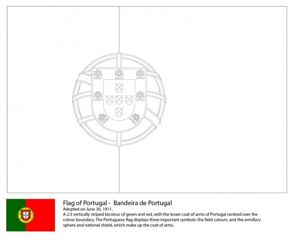 Flag of Portugal coloring page image