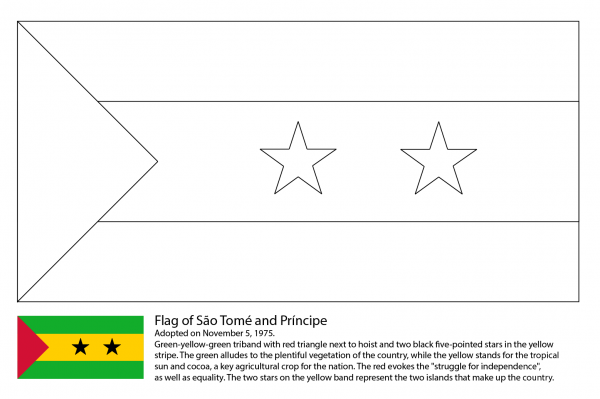 Flag of SÃ£o TomÃ© and PrÃ­ncipe coloring page image