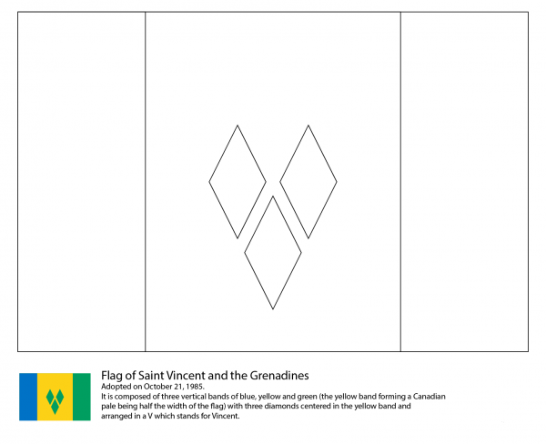 Flag of Saint Vincent and The Grenadines coloring page image