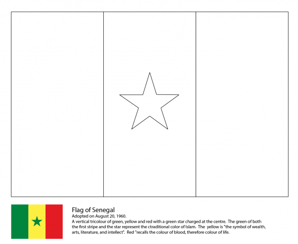 Flag of Senegal coloring page image