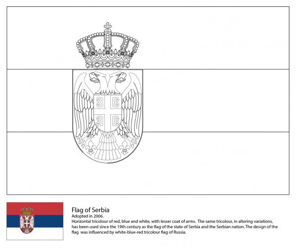 Flag of Serbia coloring page image