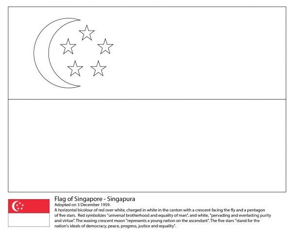 Flag of Singapore coloring page image