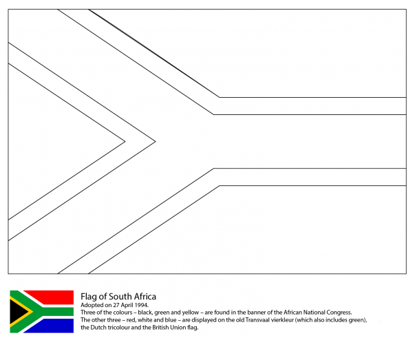 Flag of South Africa coloring page image
