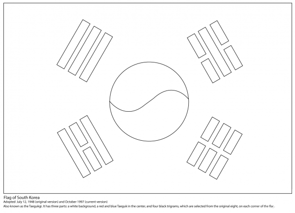 Flag of South Korea coloring page image
