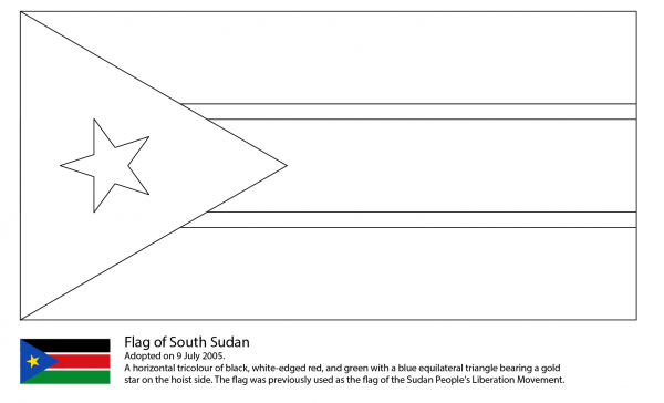 Flag of South Sudan coloring page image
