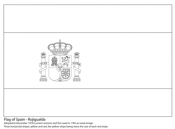 Flag of Spain coloring page image
