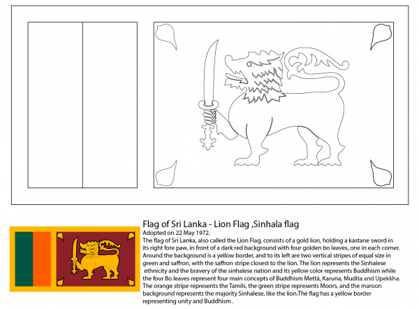 Flag of Sri Lanka coloring page image