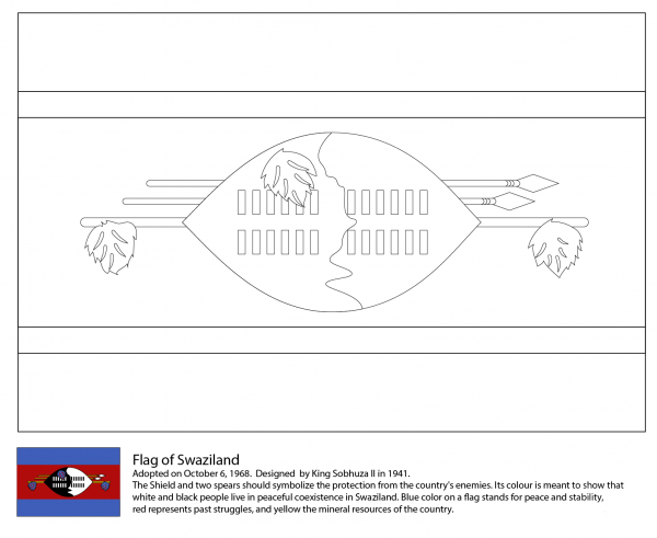 Flag of Swaziland coloring page image