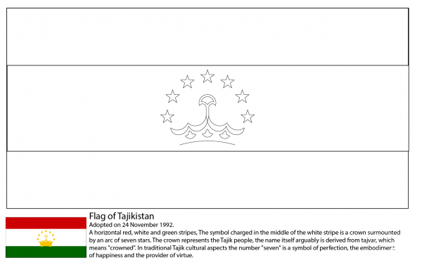Flag of Tajikistan coloring page image