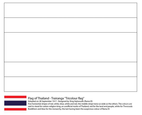 Flag of Thailand coloring page image