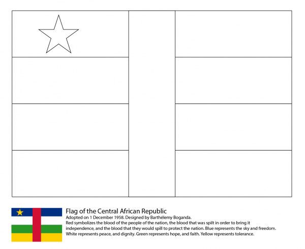 Flag of The Central African Republic coloring page image