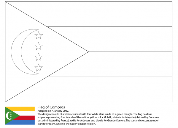 Flag of The Comoros coloring page image