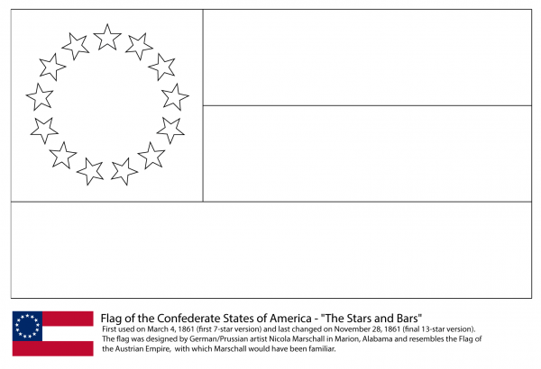 Flag of the Confederate States of America (1861-1863) coloring page image