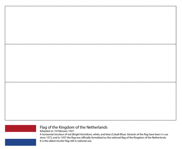 Flag of The Netherlands coloring page image