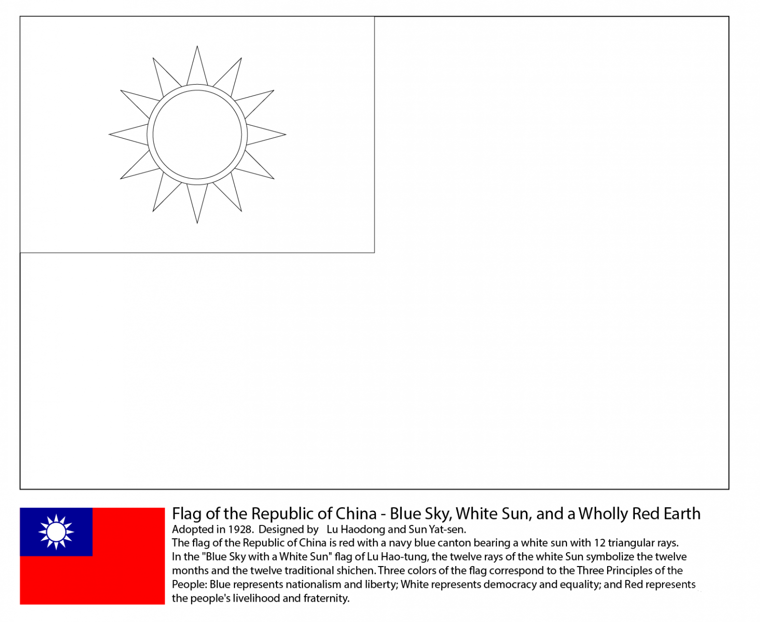 Flag of the Taiwan coloring page - ColouringPages