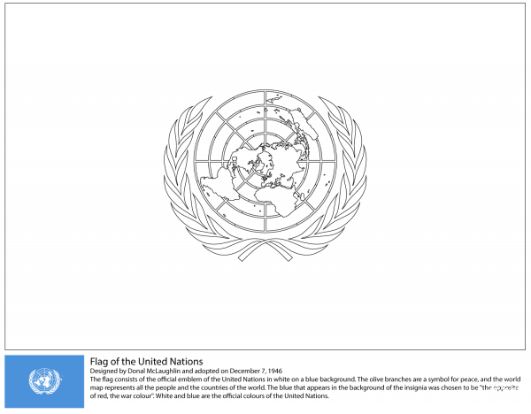 Flag of the United Nations coloring page image