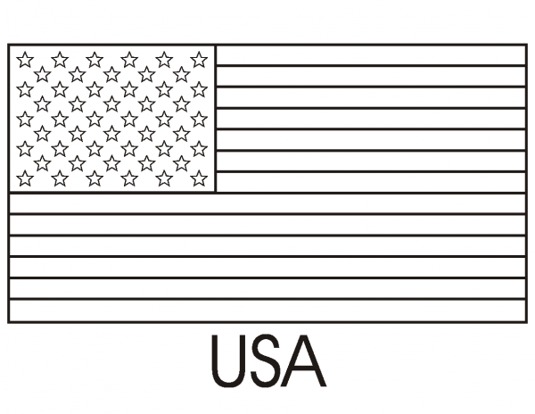 Flag of the United States of America coloring page image
