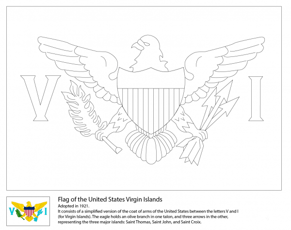 Flag of The United States Virgin Islands coloring page image