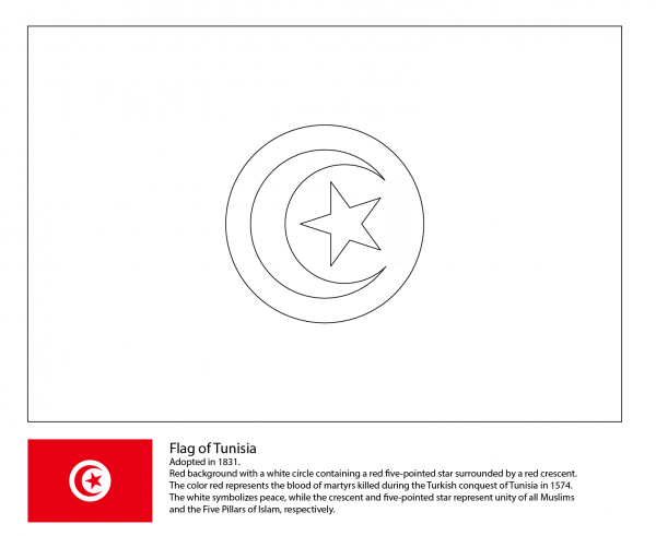 Flag of Tunisia coloring page image