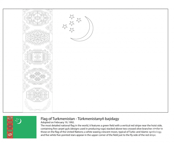 Flag of Turkmenistan coloring page image