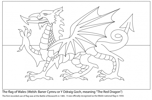 Flag of Wales coloring page image