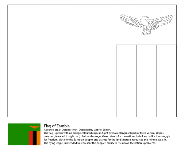 Flag of Zambia coloring page image