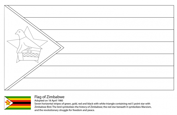 Flag of Zimbabwe coloring page image