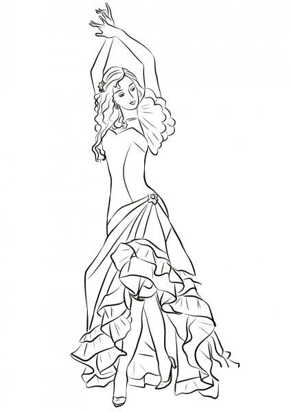 Flamenco Girl  coloring page image