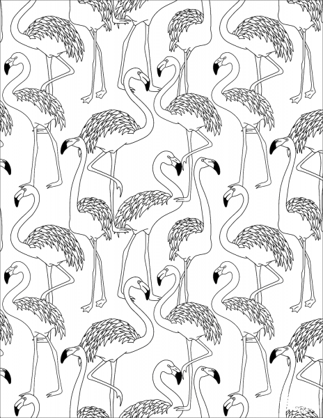 Flamingos Pattern coloring page image