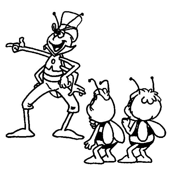 Flip Is Talking To Maya And Willy  coloring page image