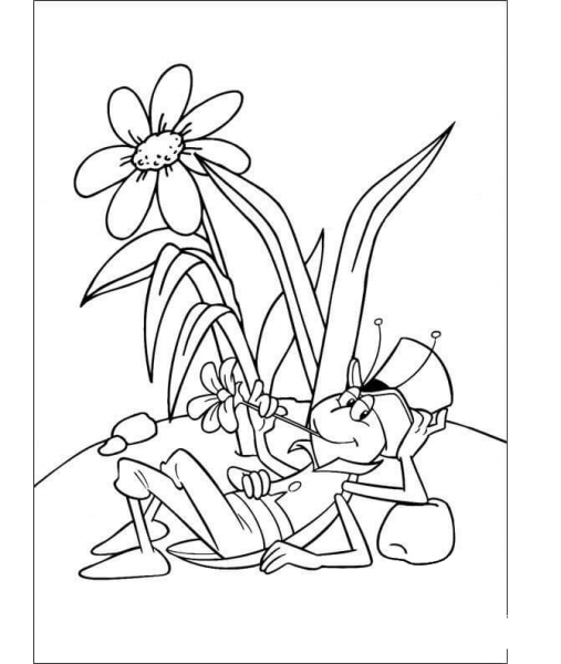 Flip The Grasshopper  coloring page image