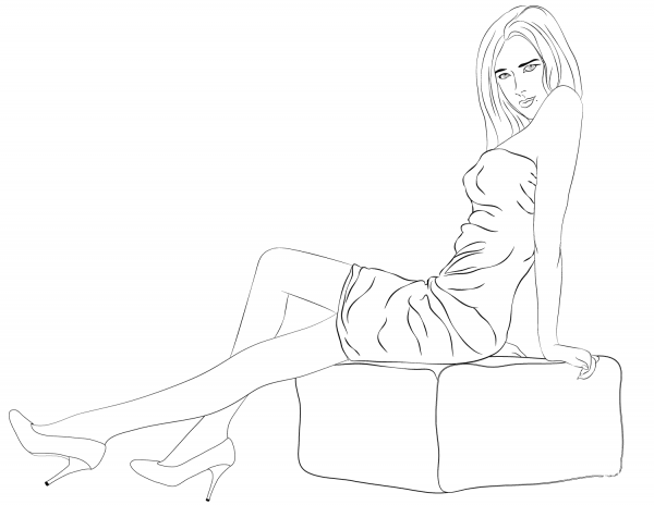 Flirting Woman coloring page image