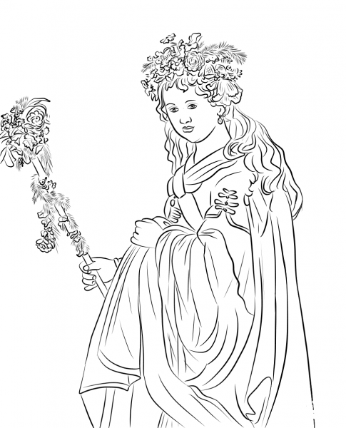 Flora by Rembrandt coloring page image